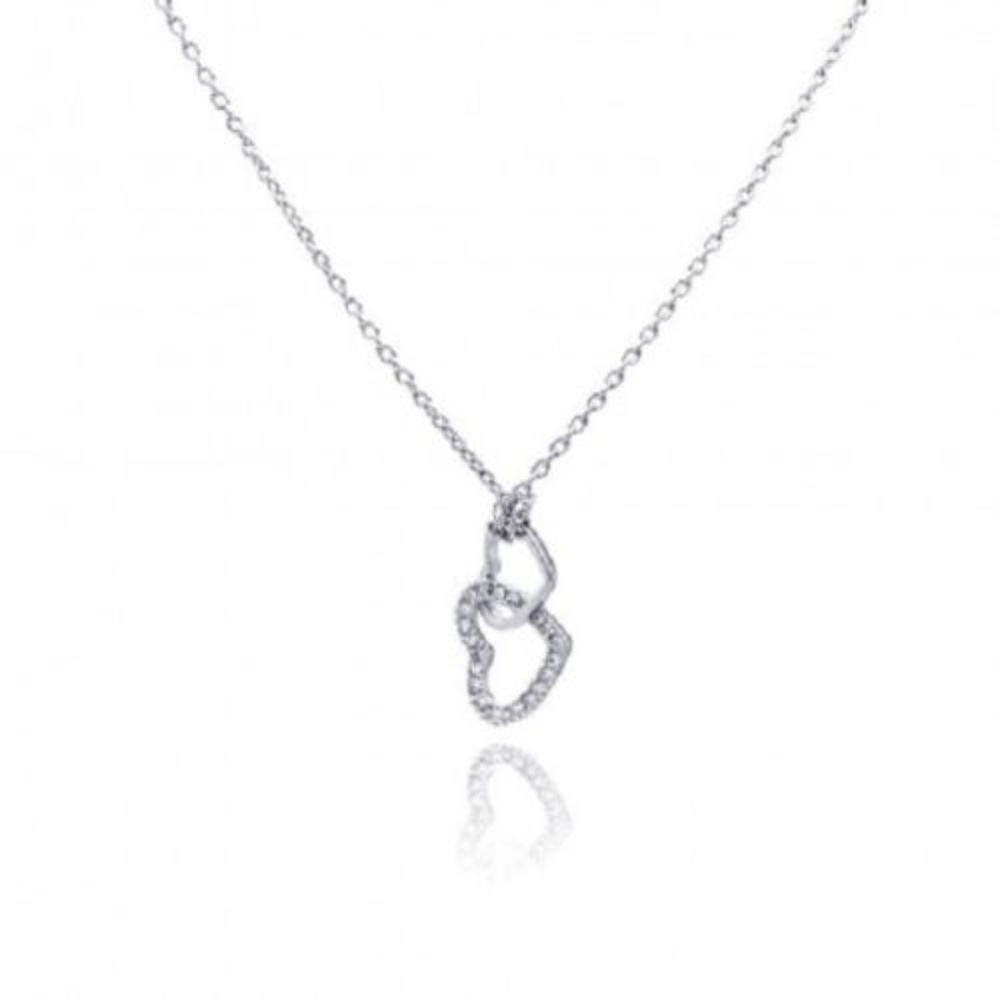 .925 Sterling Silver Rhodium Plated Heart Necklace